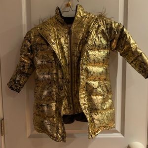 Gold foil long down coat